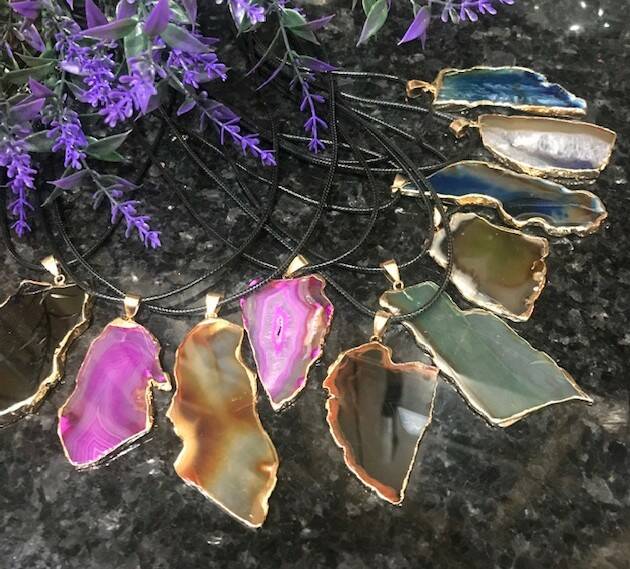 Natural Agate slice pendant