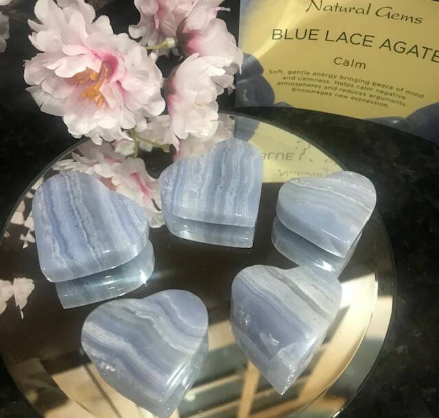 Blue Lace Agate Hearts 