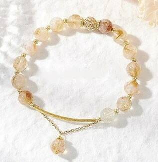 Natural Citrine beaded stretch bracelet 