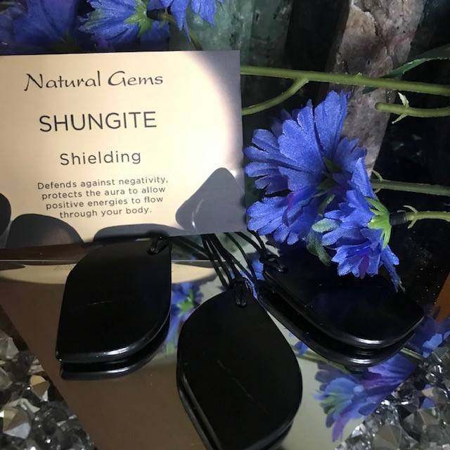 Shungite Petal Pendant with cord