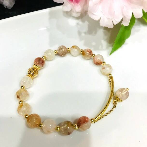 Natural Citrine beaded stretch bracelet 