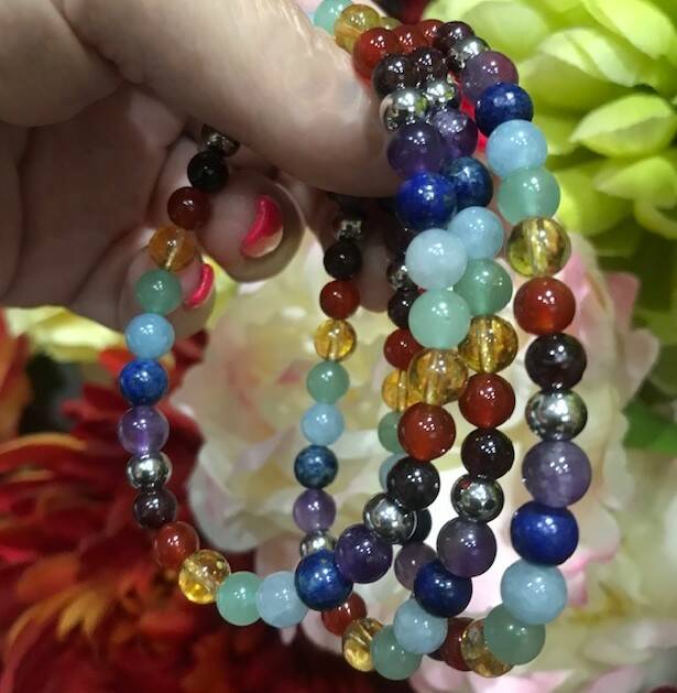 Chakra Style Crystal 6mm Beaded Bracelet
