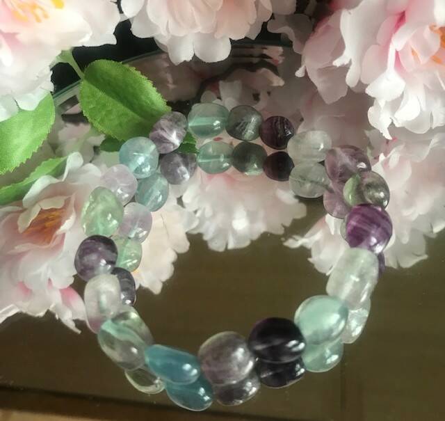 Fluorite Rainbow Nugget Style Bracelet
