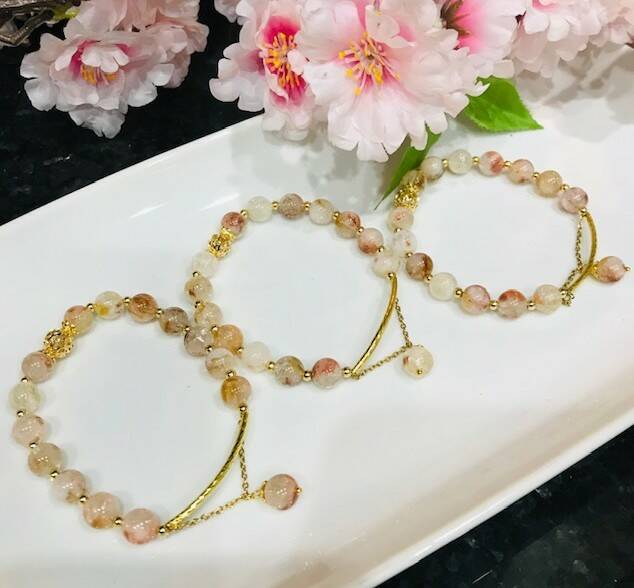 Natural Citrine beaded stretch bracelet 