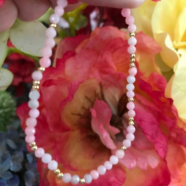 Pink Opal faceted delicate beaded bracelet