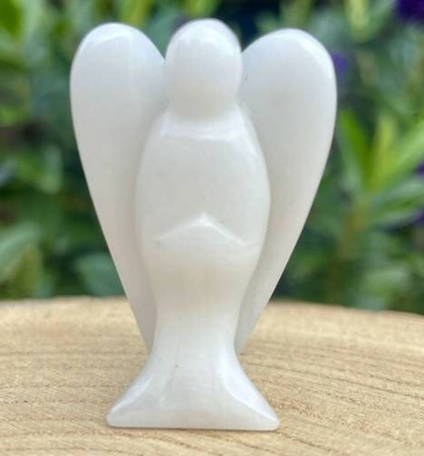 Snow Quartz  Hand Carved Crystal Angel