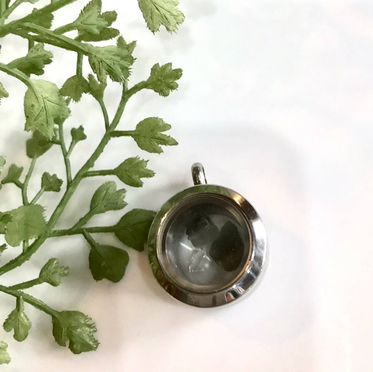 Moldavite & Herkimer Diamond Locket  20mm