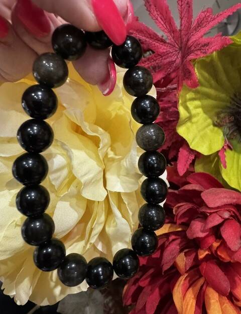 Gold Sheen Obsidian AA 10mm Beads - Unisex Bracelet