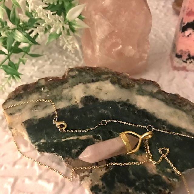 Rose Quartz Hexagonal Bullet Pendant 