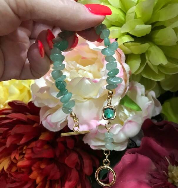 Green Aventurine toggle clasp bracelet